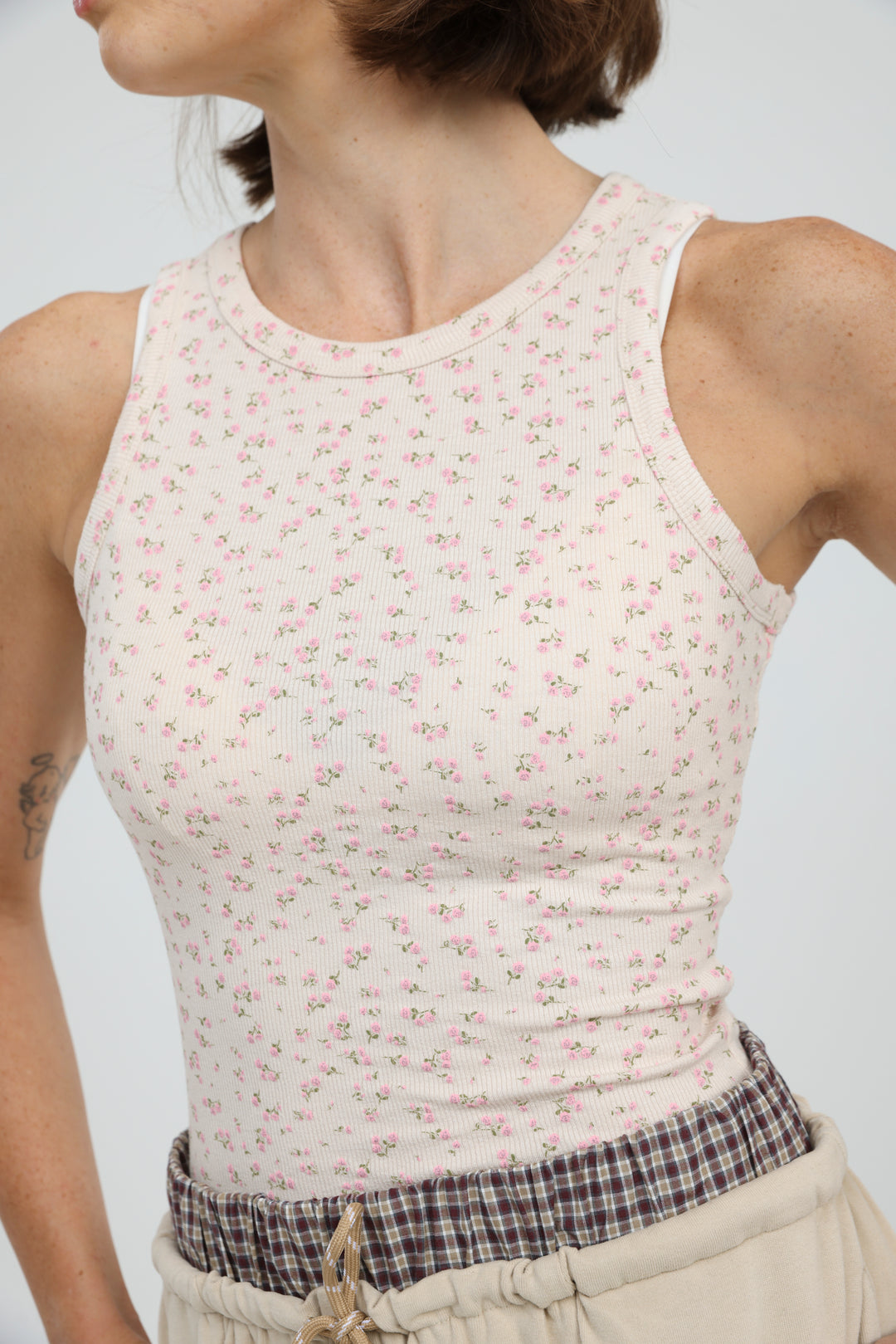 GoldenHour Cream Floral Tank