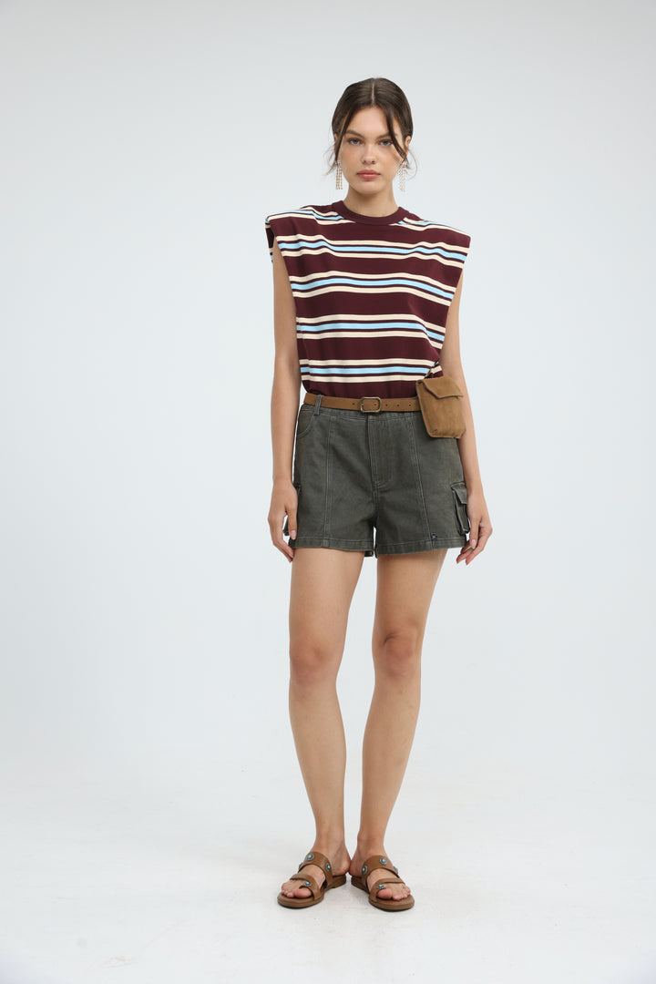 July Wine Striped Padded Tank