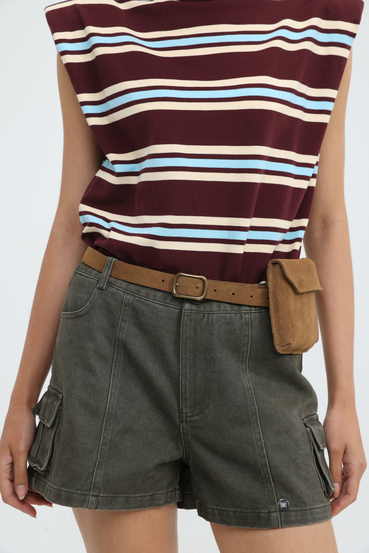 Brown Suede Pocket Belt
