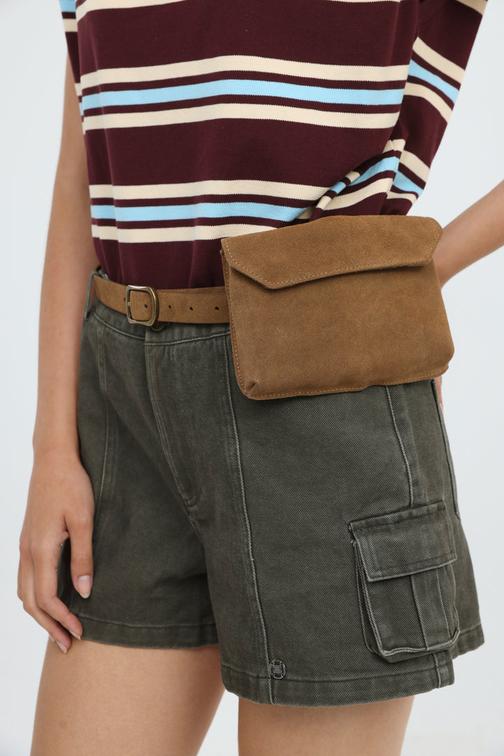 Brown Suede Pocket Belt