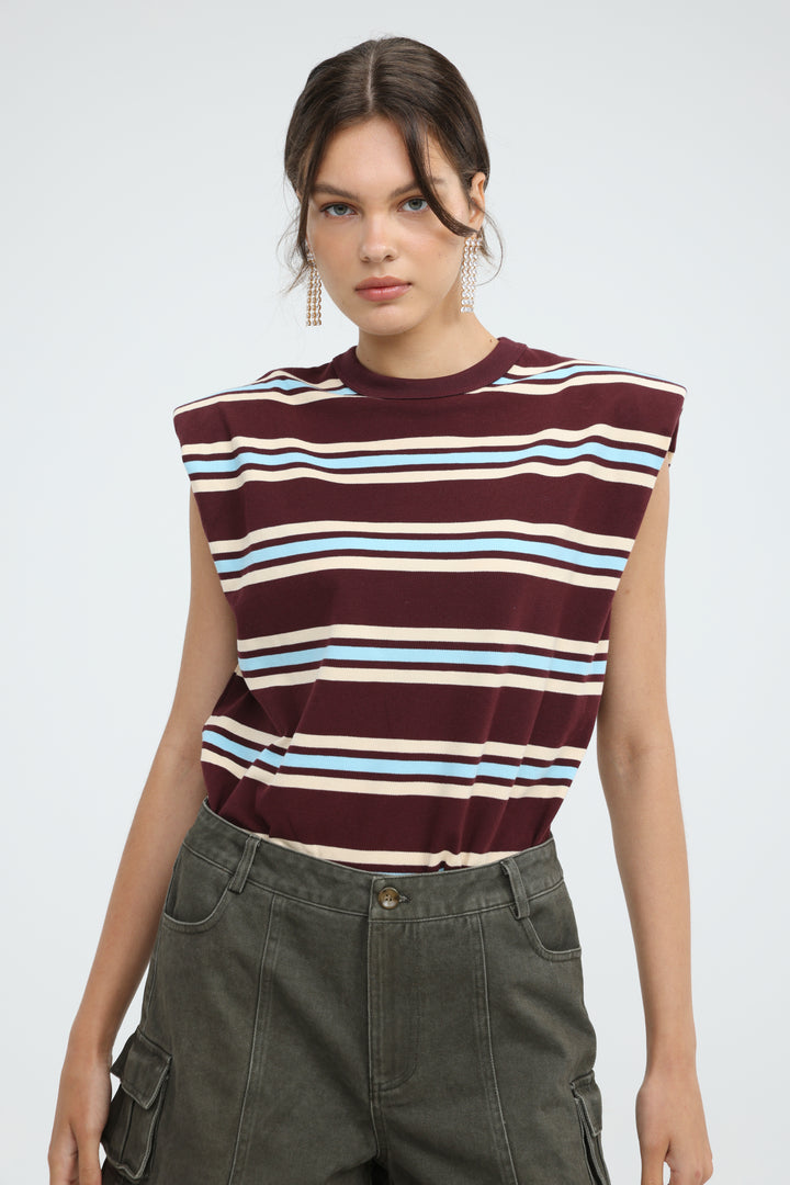 July Wine Striped Padded Tank