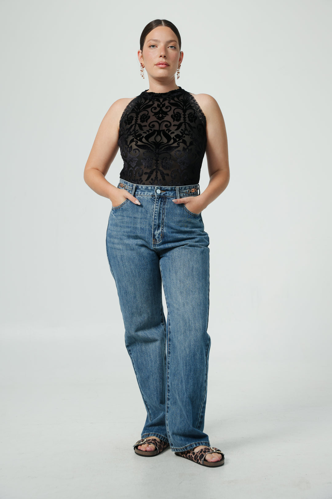 Burnout Velvet Black Bodysuit