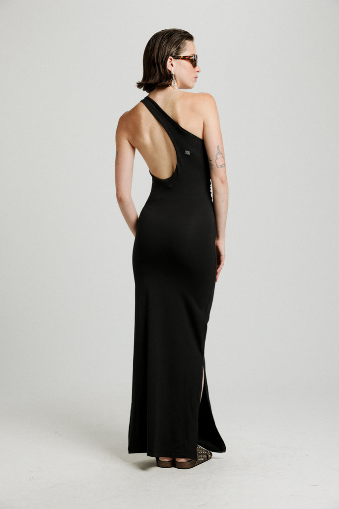 ワンピース Oseree DRESS (OGD243 BLACK) Black Joce One Shoulder Maxi Dress