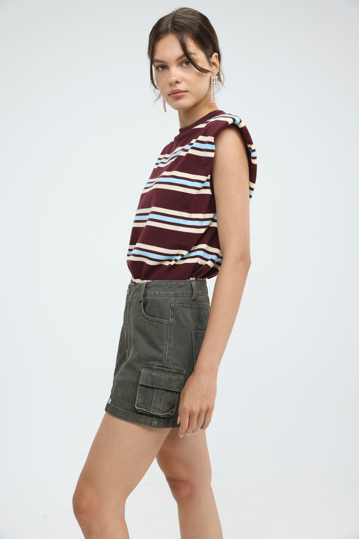 July Wine Striped Padded Tank
