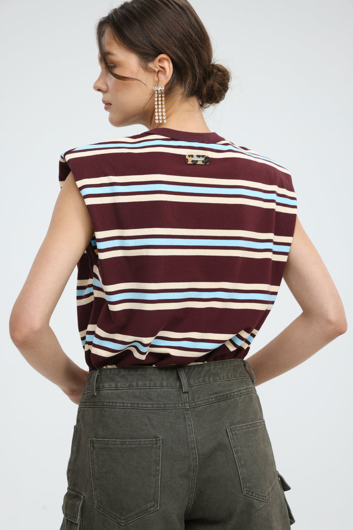 July Wine Striped Padded Tank