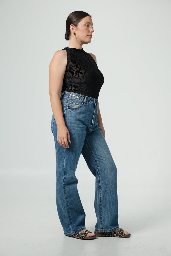 Burnout Velvet Black Bodysuit