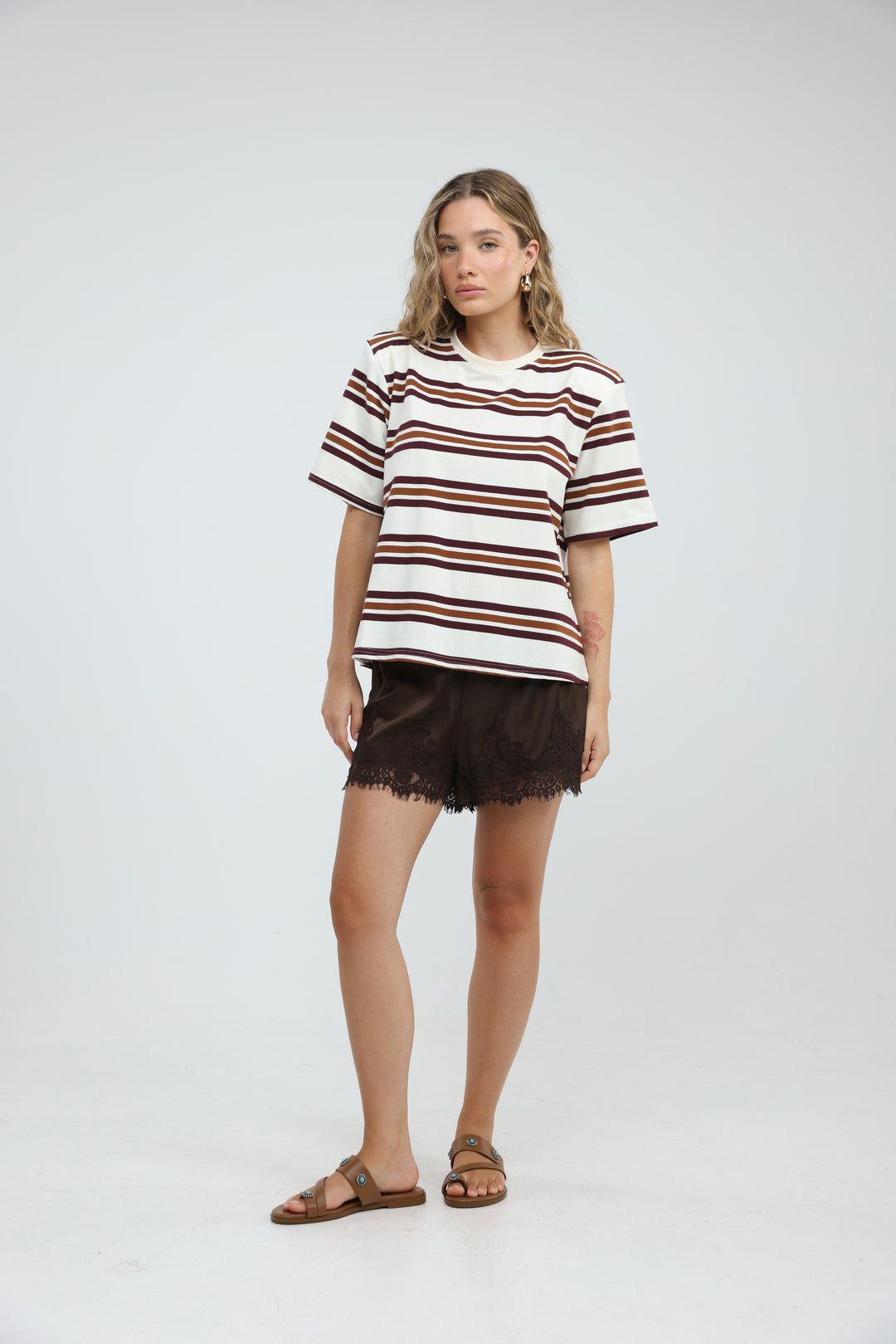 Cocoonut Brown Striped T-Shirt