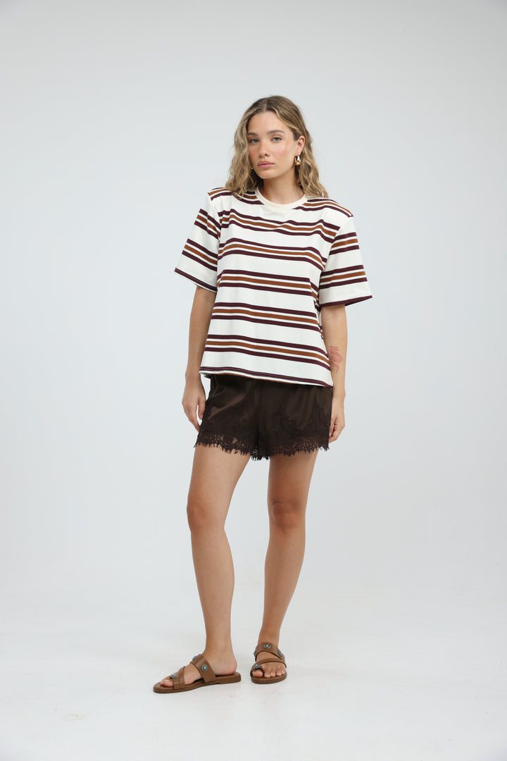 Cocoonut Brown Striped T-Shirt