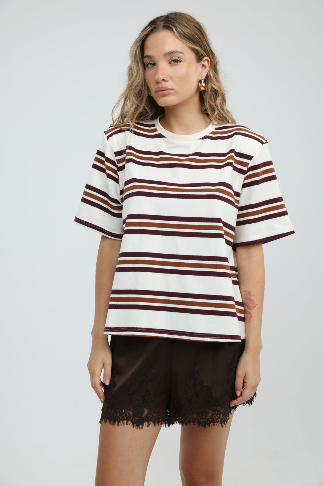 Cocoonut Brown Striped T-Shirt