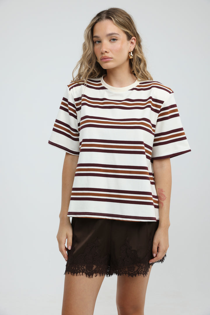 Cocoonut Brown Striped T-Shirt