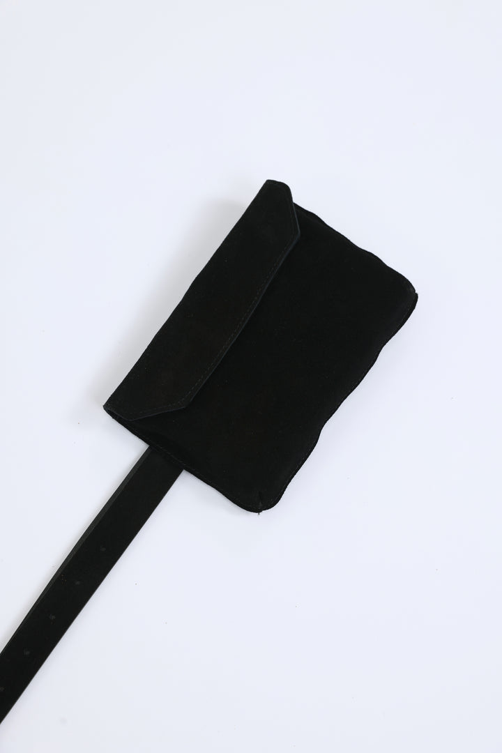 Black Suede Pocket Belt