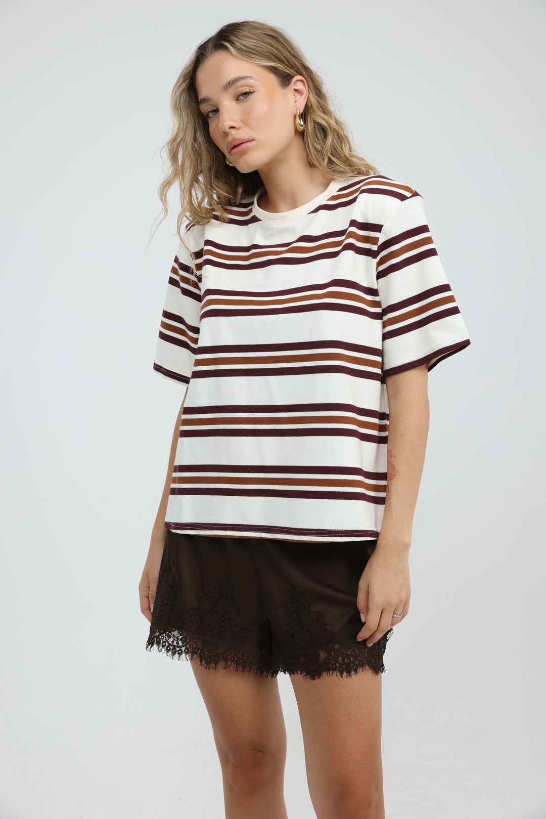 Cocoonut Brown Striped T-Shirt
