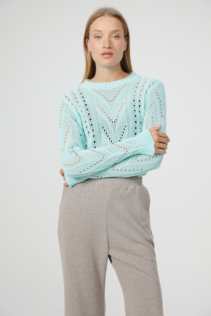 סוודר סריג תכלת מנטה Days Mint Sweater