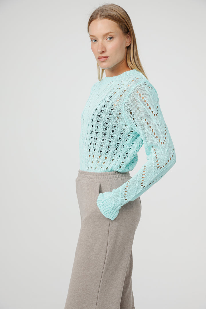 סוודר נושם בצבע מנטה תכלת Days Mint Sweater