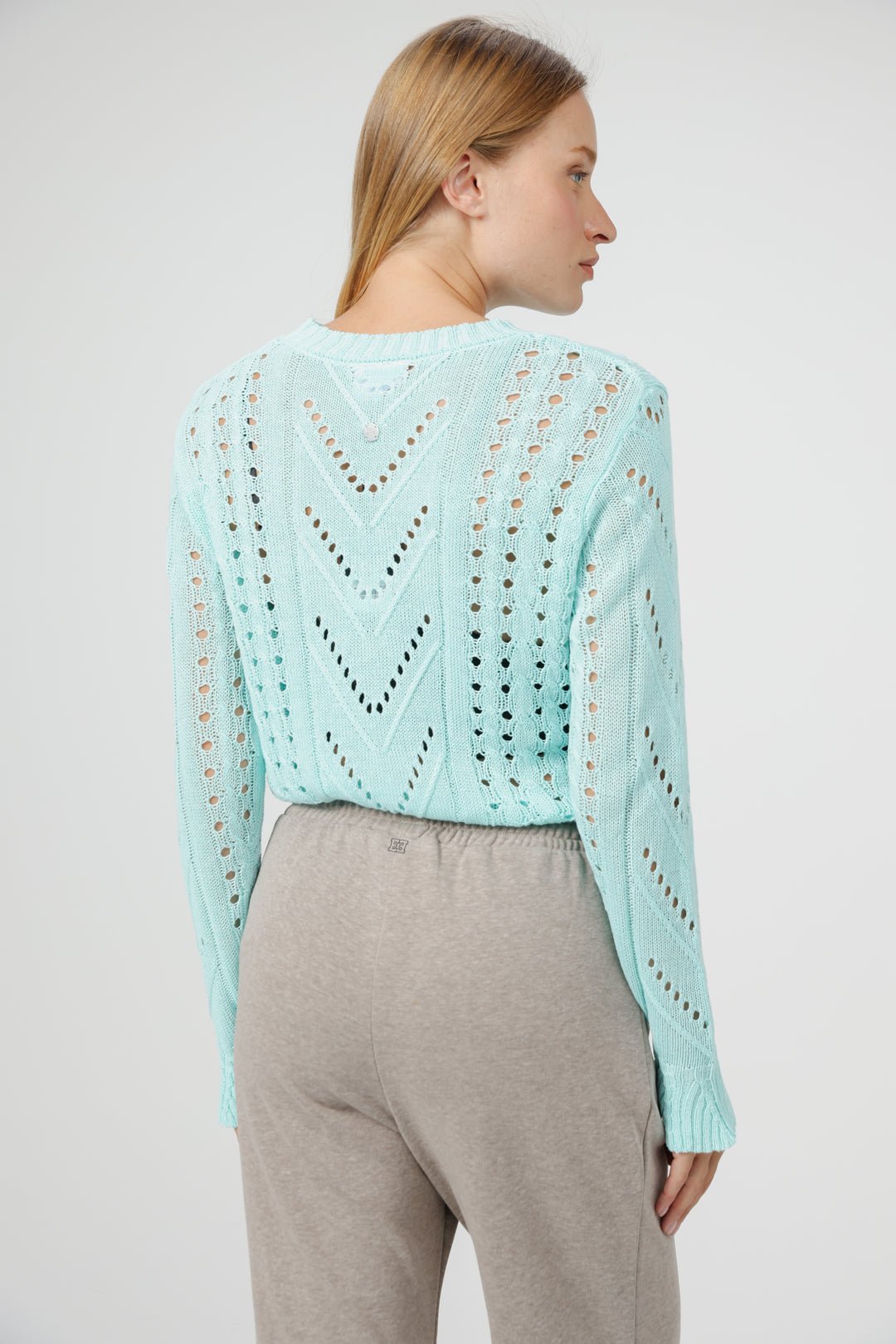 סריג דק ונושם בצבע תכלת לאישה Days Mint Sweater