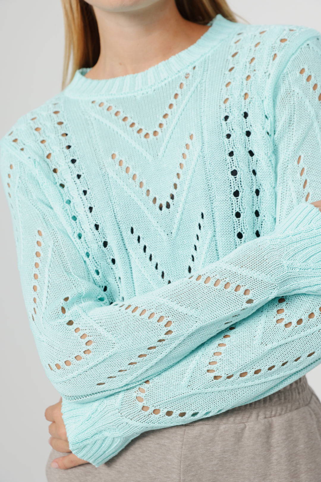 סריג נושם בצבע תכלת מנטה לאישה Days Mint Sweater