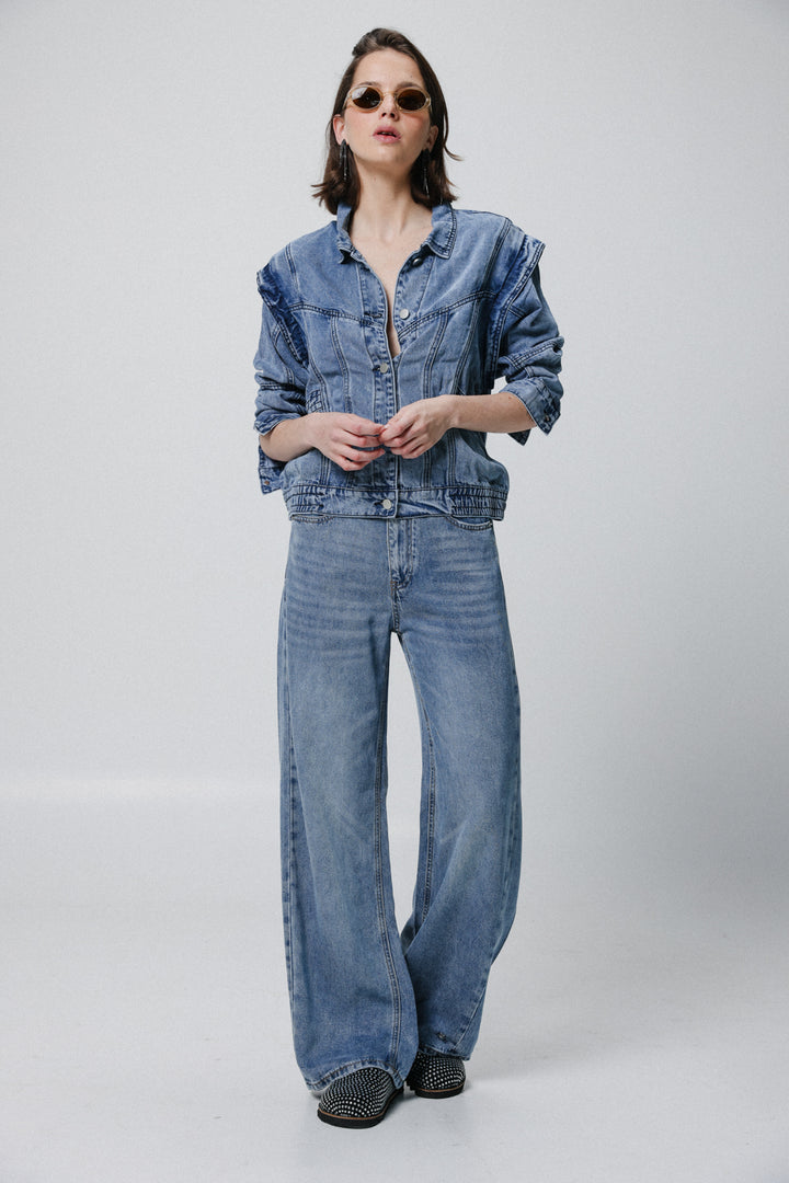 Puzzle Light Blue Denim Buttoned Shirt