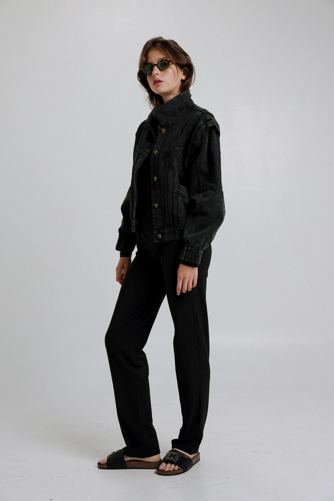 ג'קט ג'ינס שחור Black Denim Jacket מידה XS