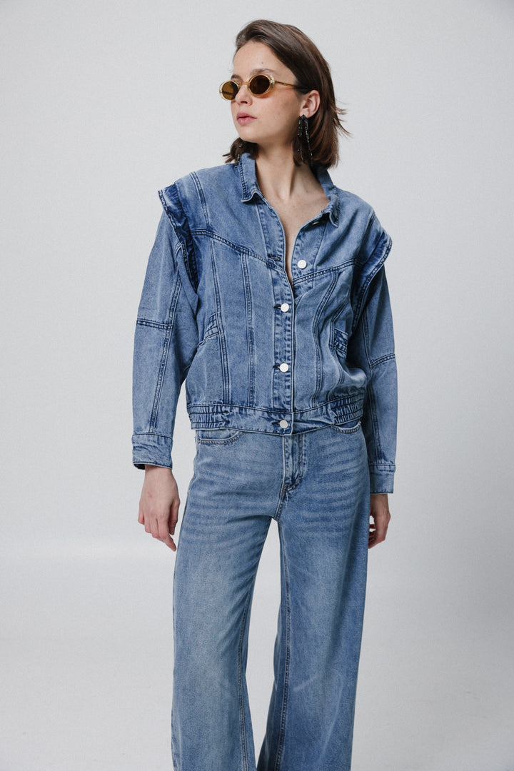 Puzzle Light Blue Denim Buttoned Shirt