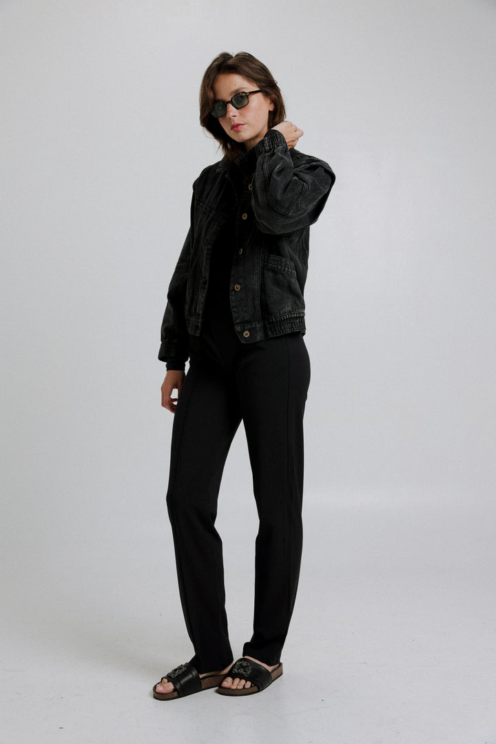 Poetry Black Denim Jacket ג'קט אופנתי ארוך