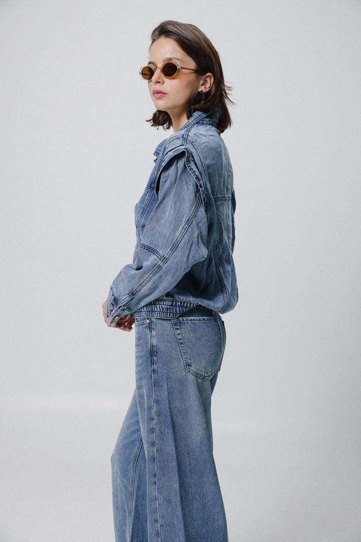 Puzzle Light Blue Denim Buttoned Shirt