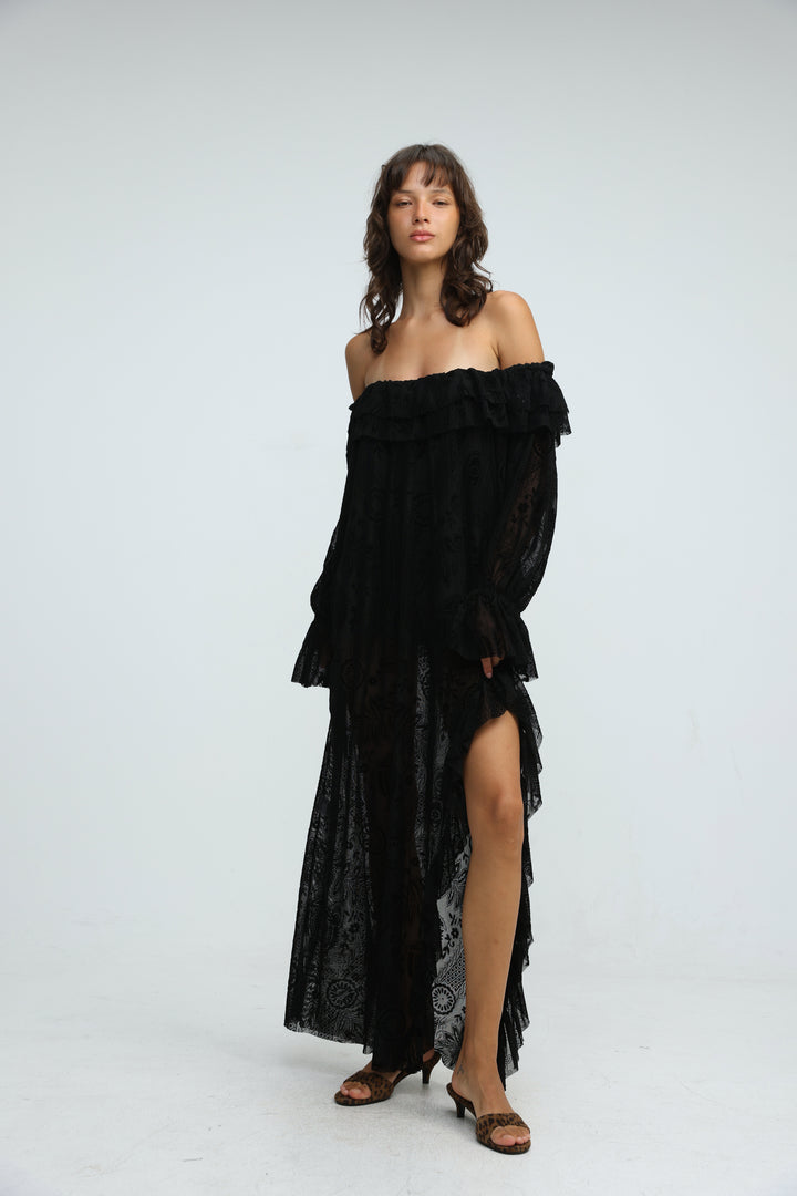 Velours Black Dress
