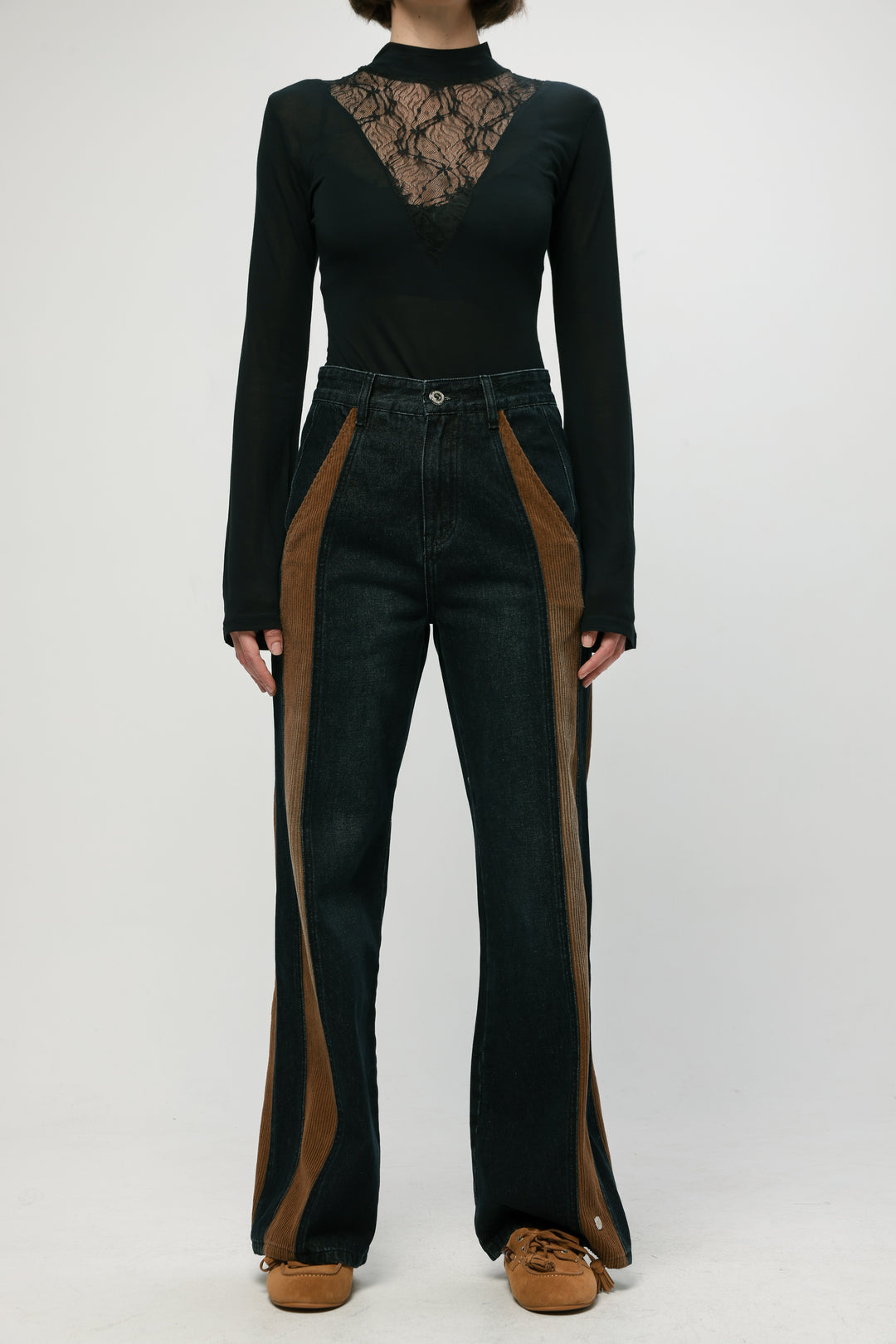 ג'ינס כחול כהה קו מותן גבוה Star 201 Dark Blue Mix Denim 