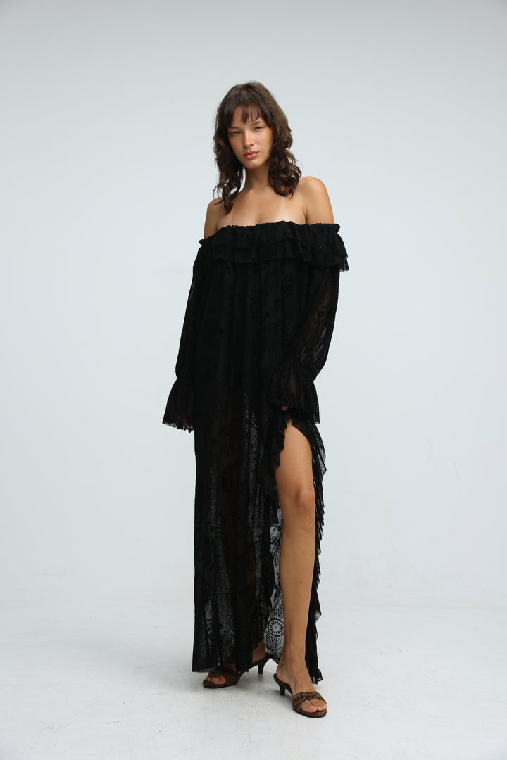 Velours Black Dress