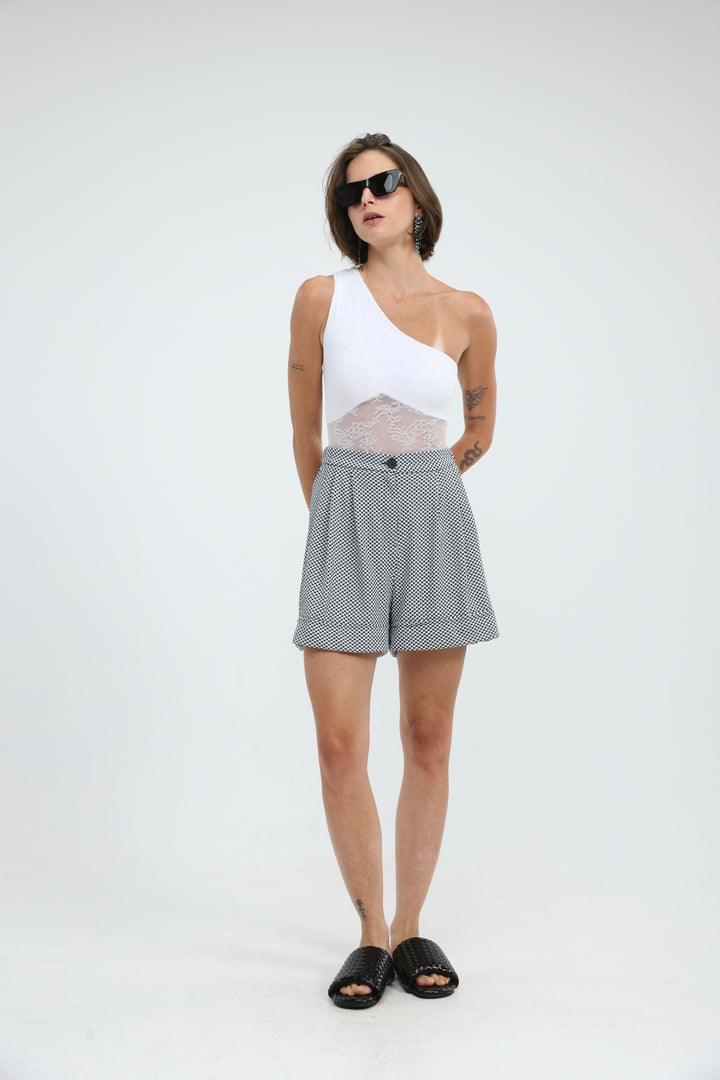 Arie Black Check Shorts