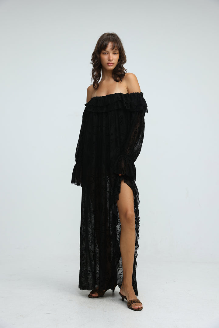 Velours Black Dress