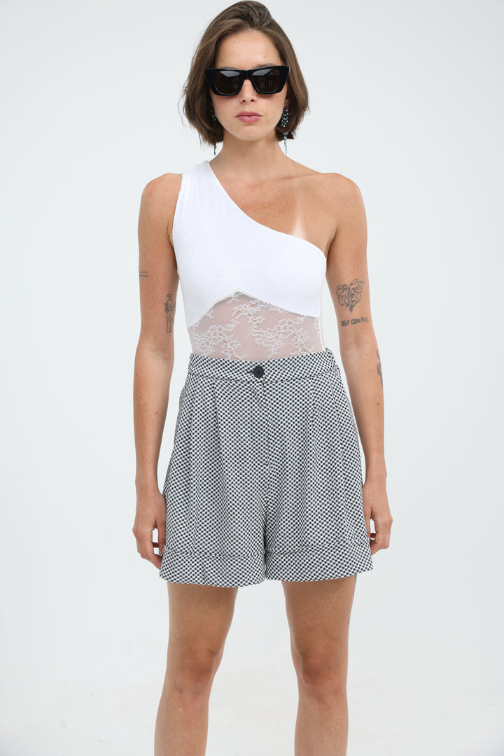 Arie Black Check Shorts
