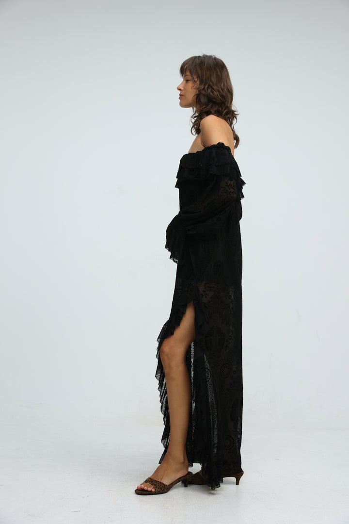Velours Black Dress
