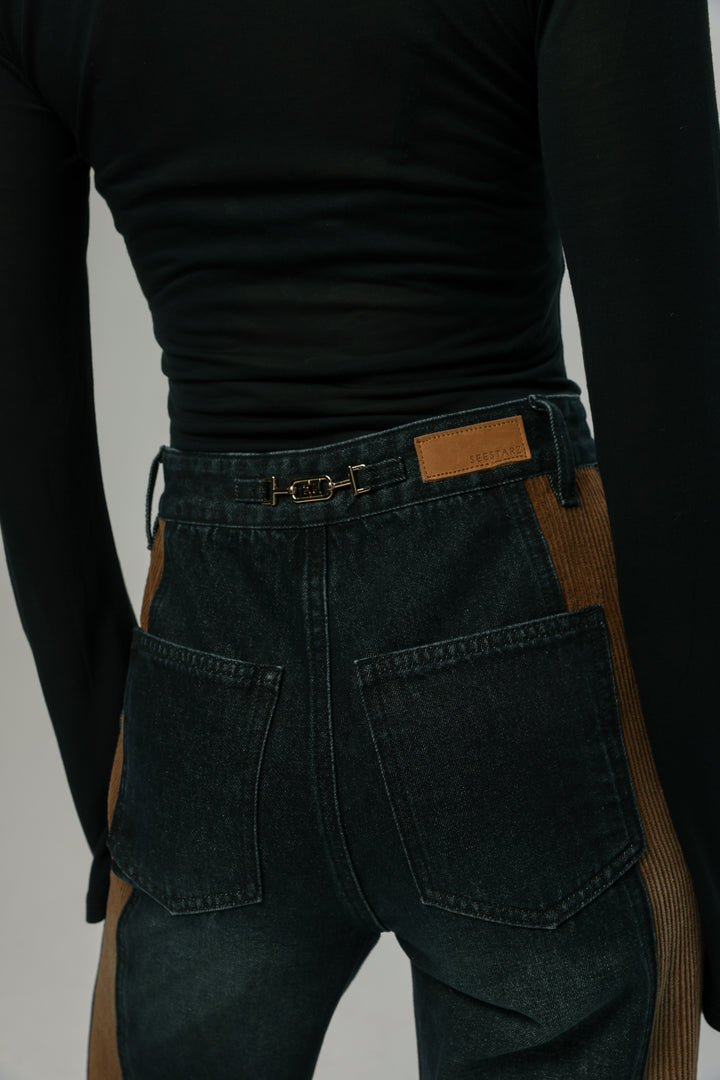 ג'ינס כחול כהה מעורב חום גב Star 201 Dark Blue Mix Denim 