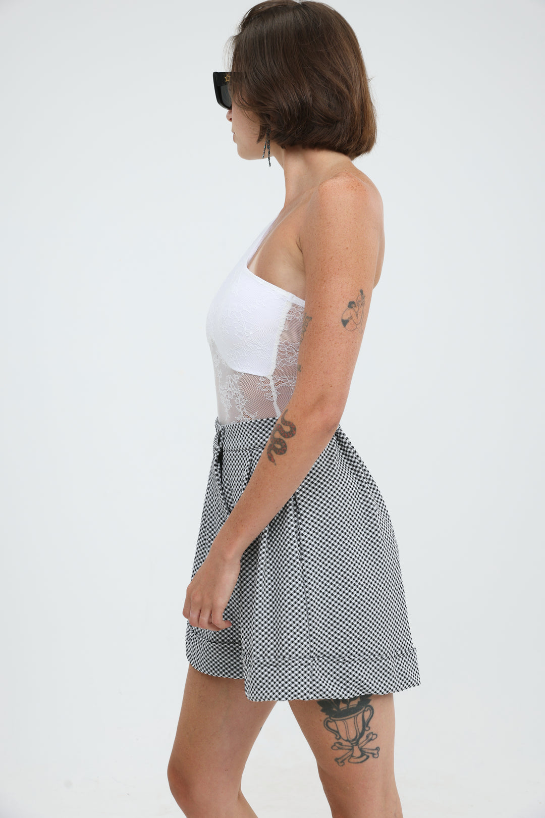 Arie Black Check Shorts