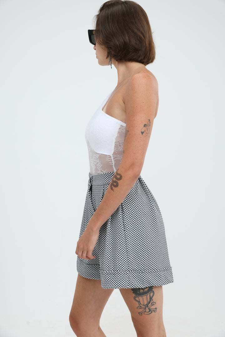 Arie Black Check Shorts