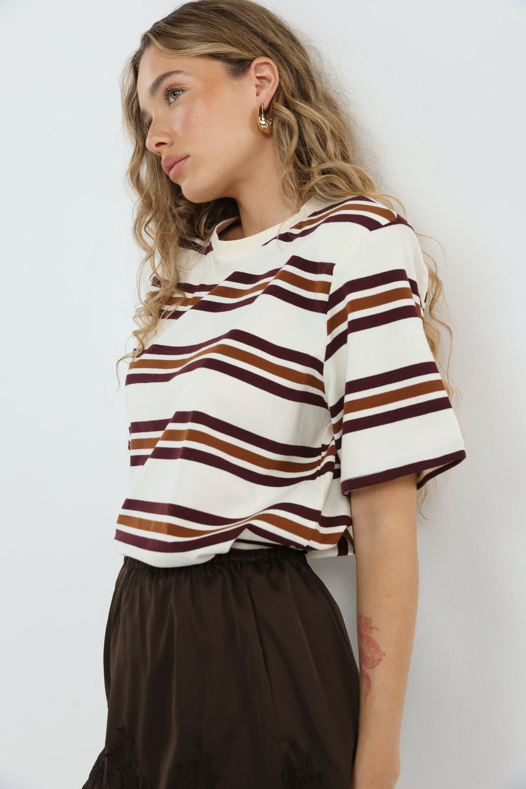 Cocoonut Brown Striped T-Shirt