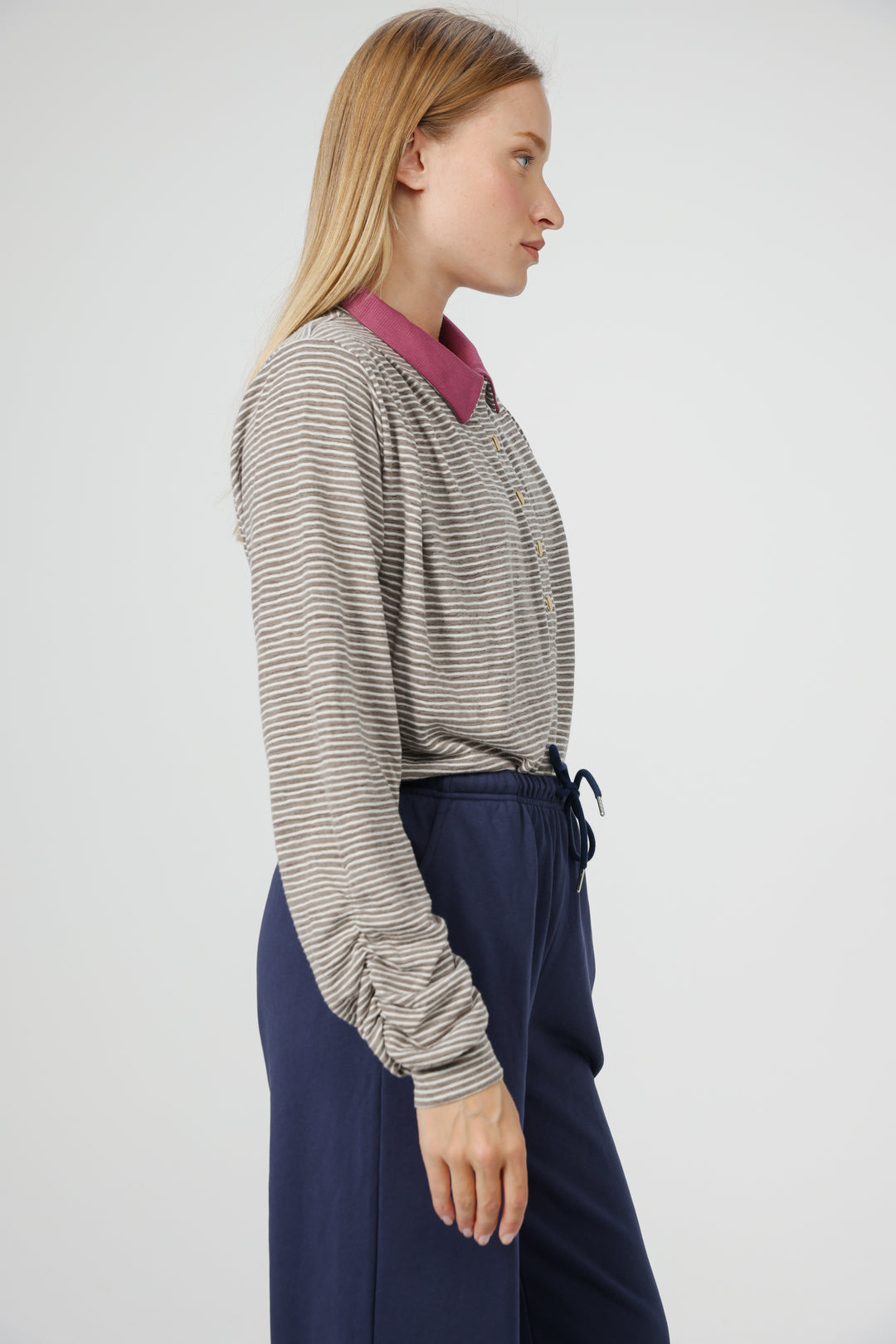 Poenta Grey Striped Polo