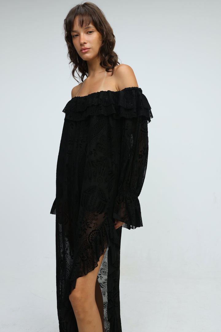 Velours Black Dress