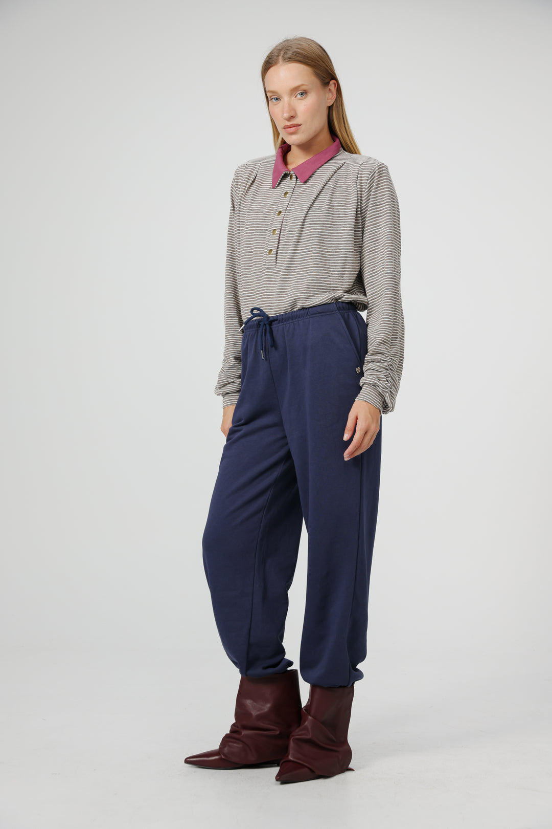 Poenta Grey Striped Polo