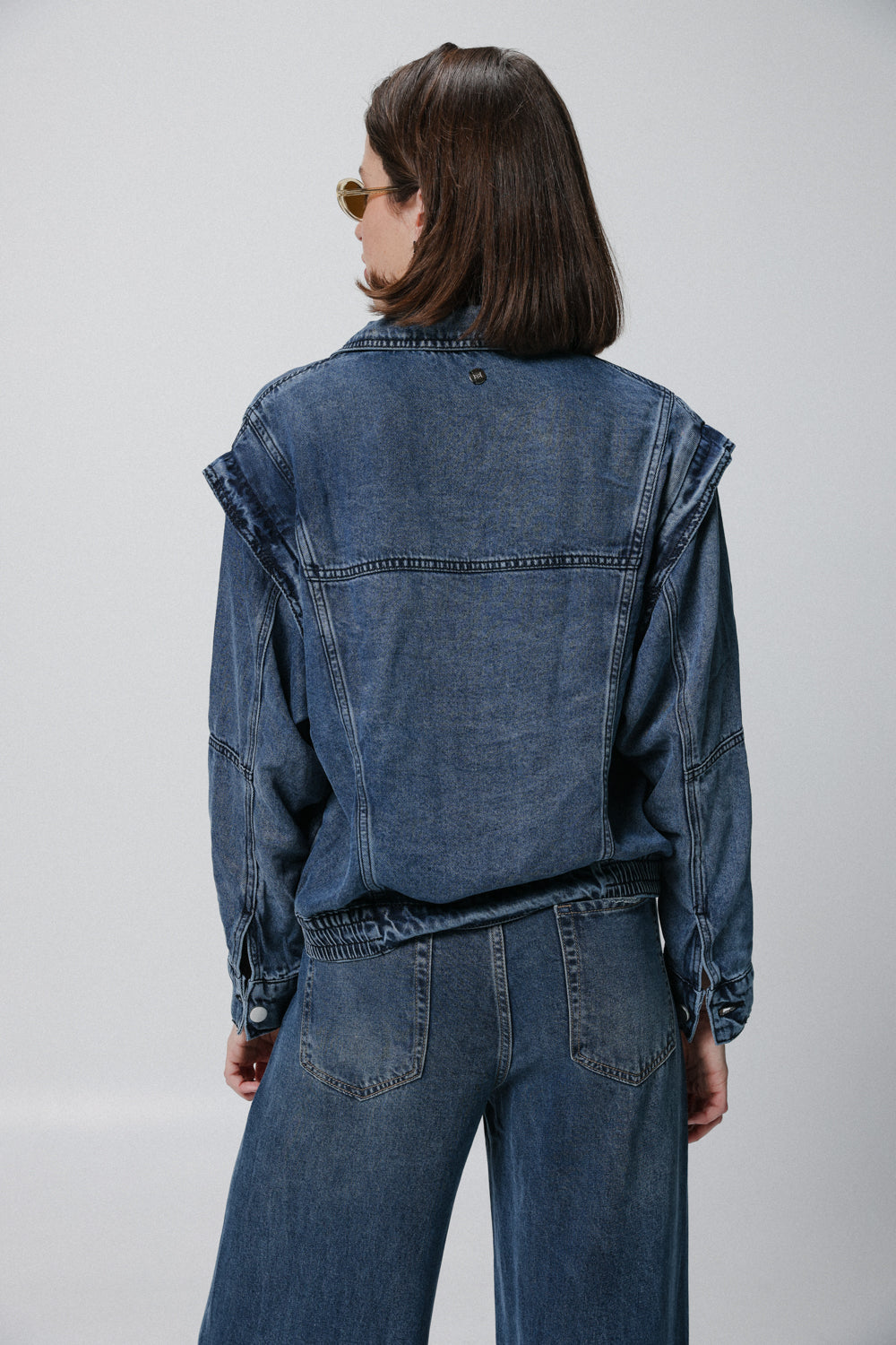 Puzzle Dark Blue Denim Buttoned Shirt