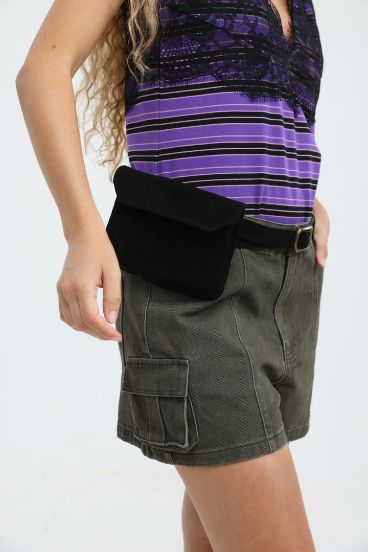 Black Suede Pocket Belt