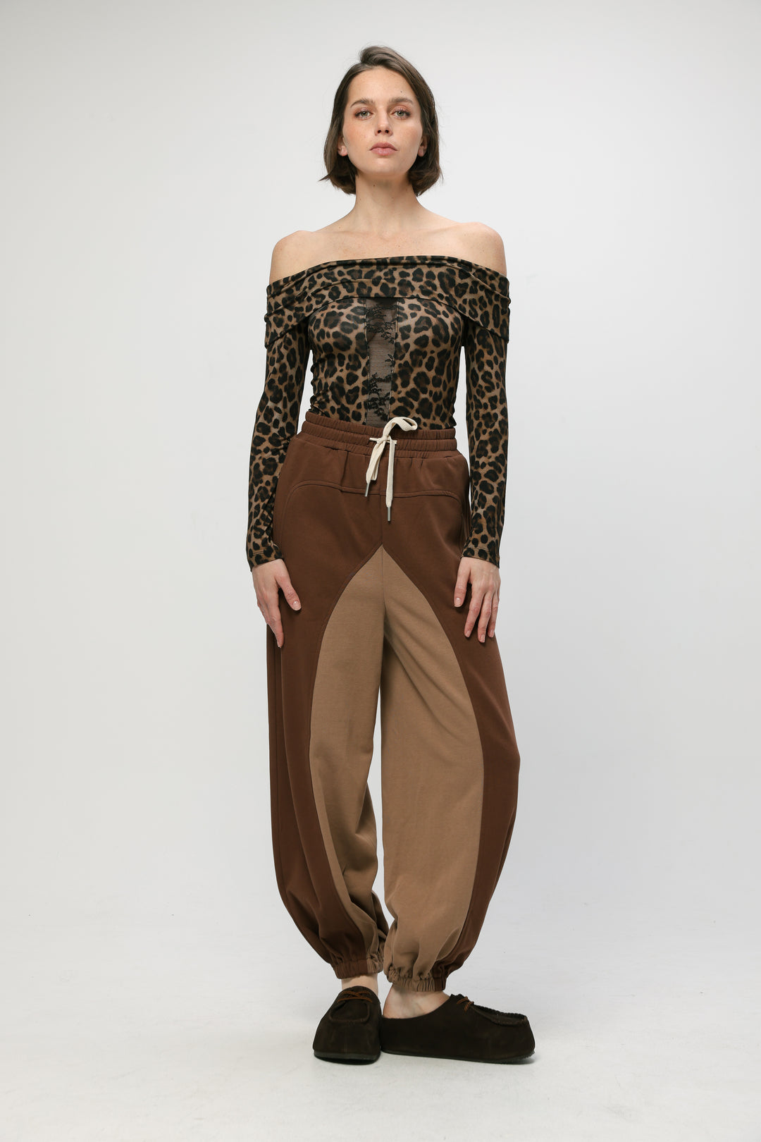 Coolness Brown Mixed Joggers