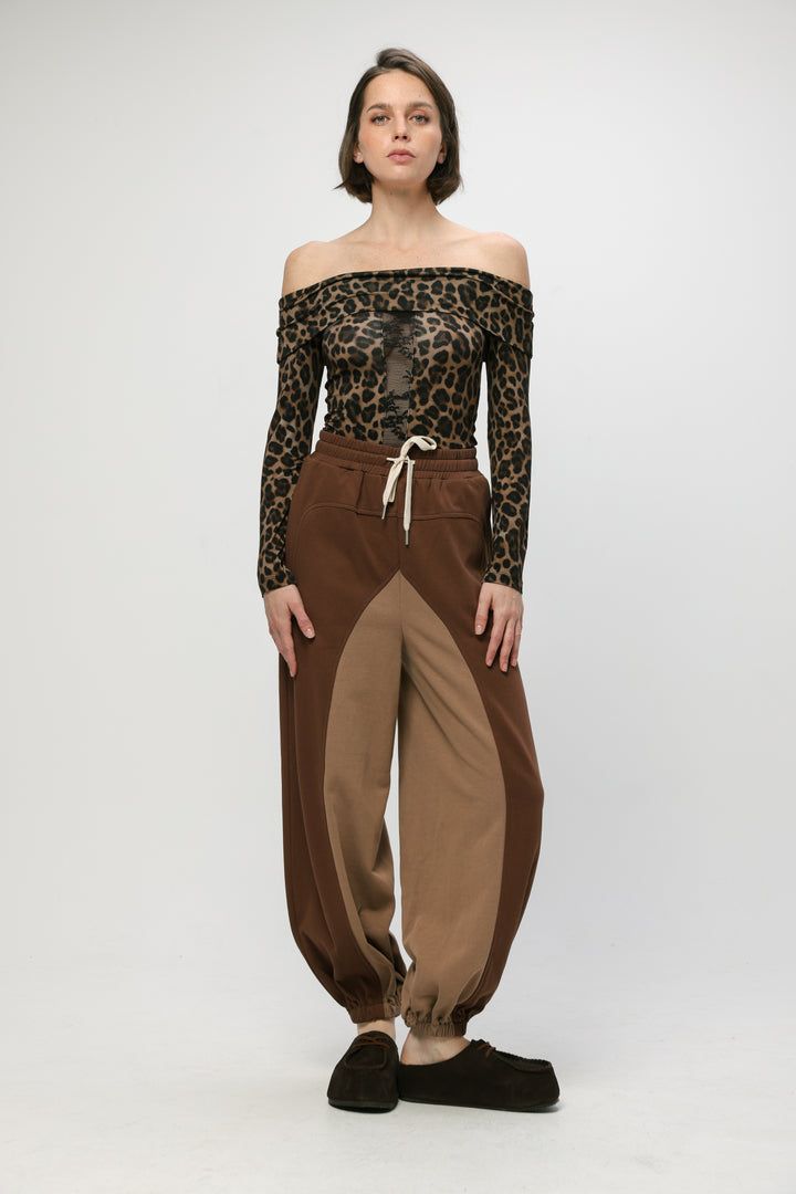 Coolness Brown Mixed Joggers
