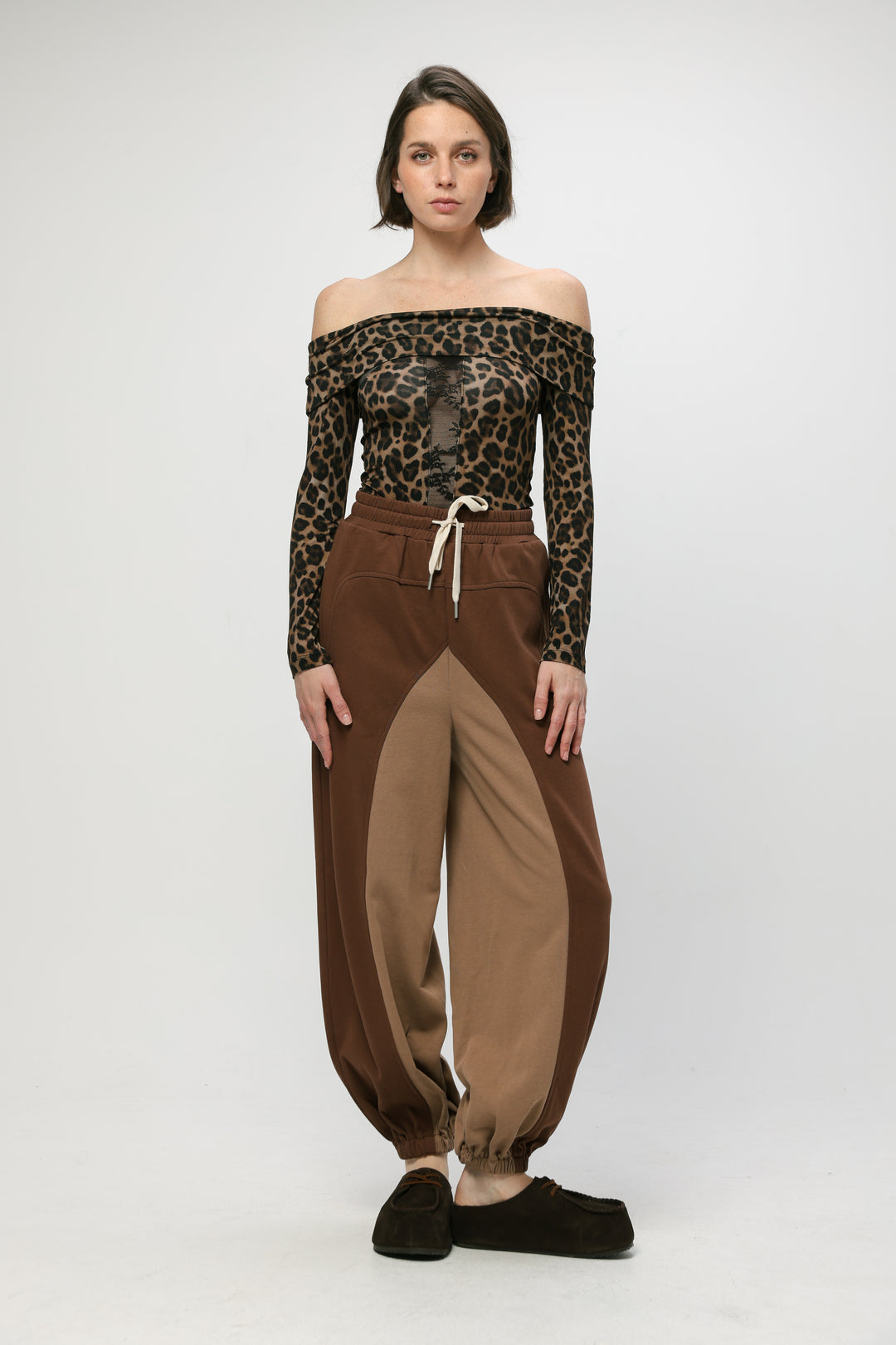 Coolness Brown Mixed Joggers
