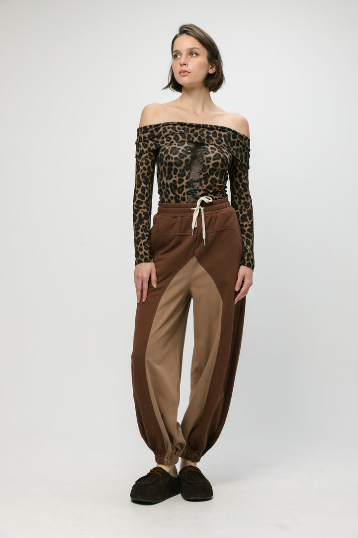 Coolness Brown Mixed Joggers