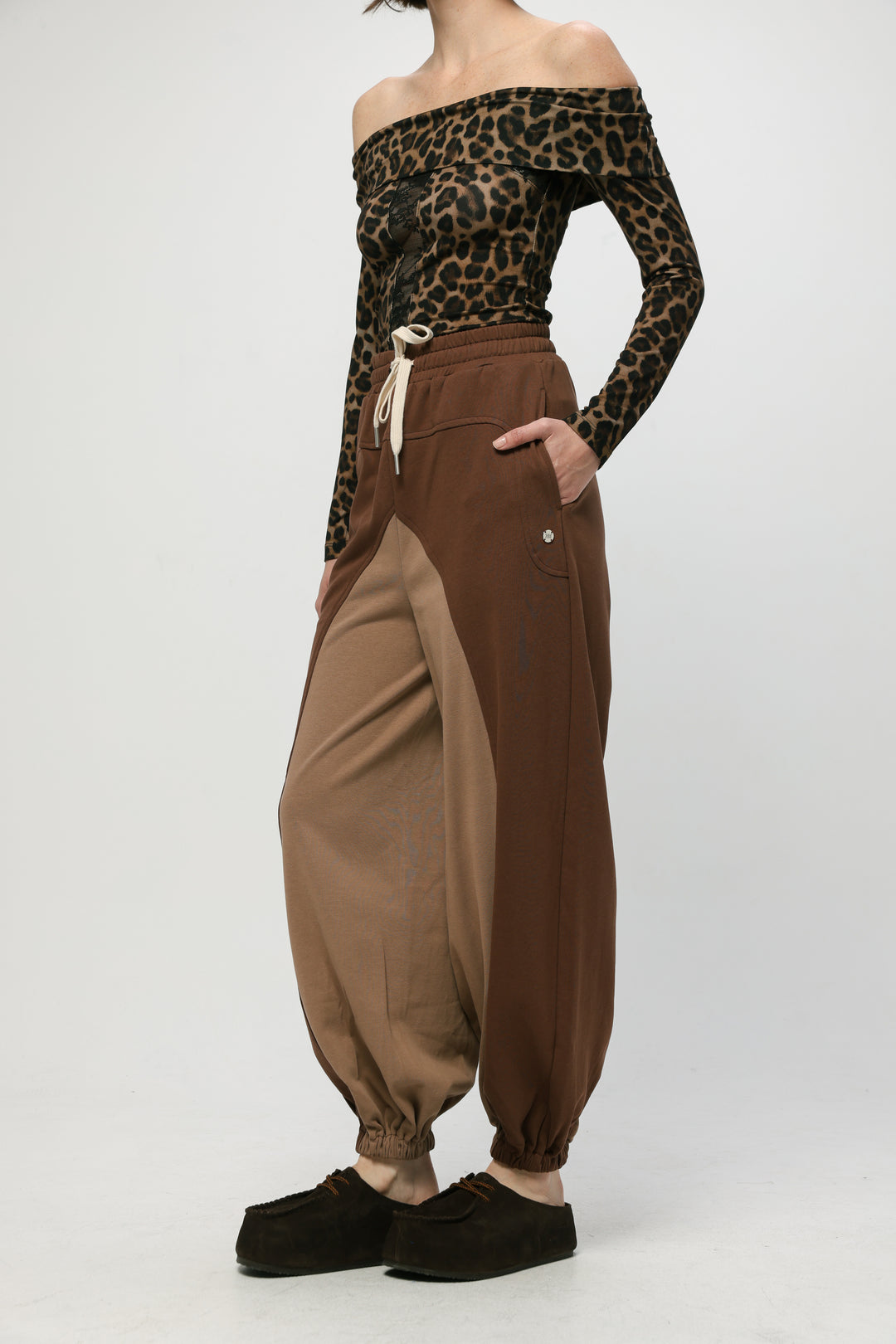 Coolness Brown Mixed Joggers