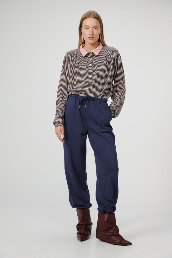 Poenta Brown Striped Polo