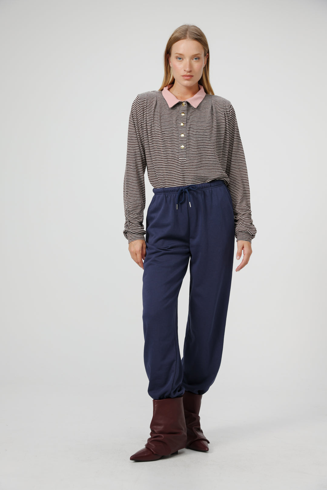 Poenta Brown Striped Polo