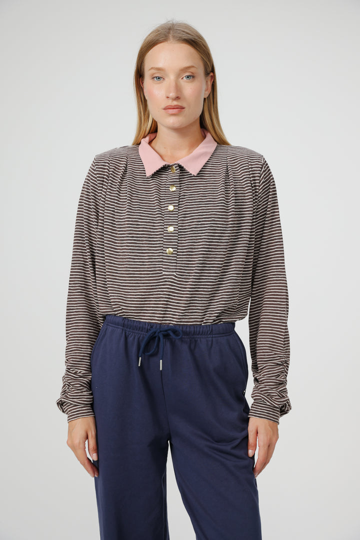Poenta Brown Striped Polo