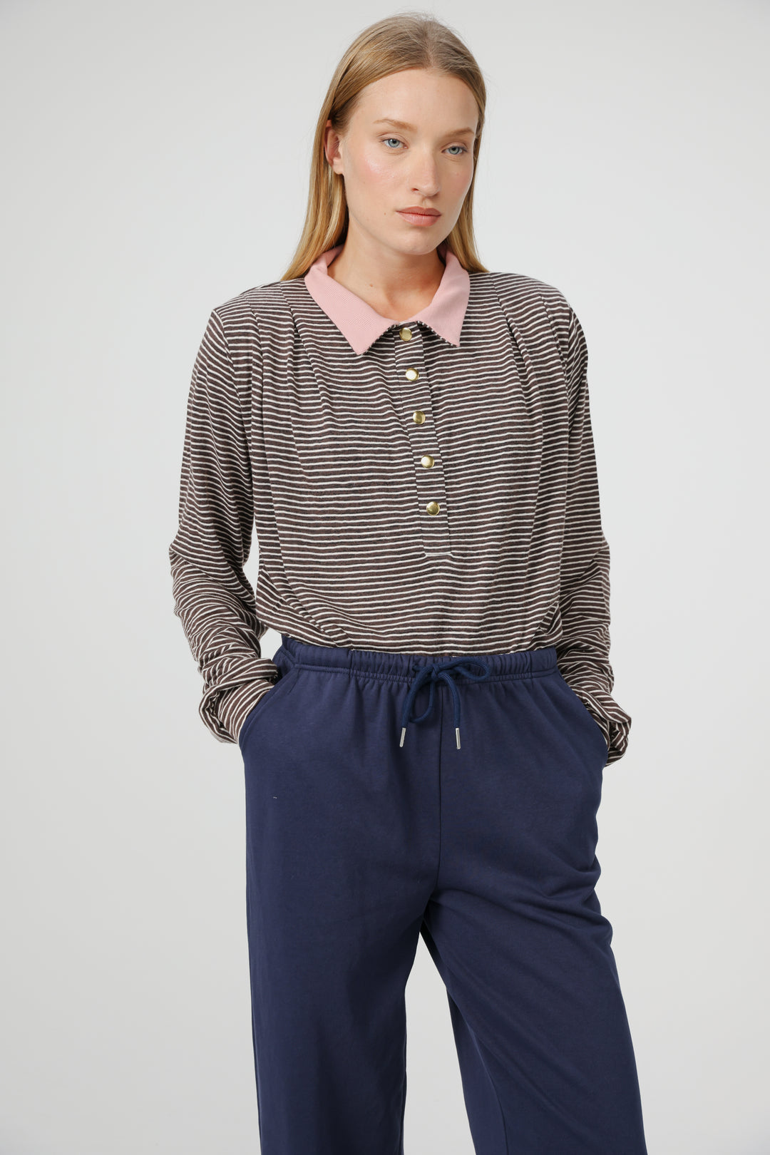 Poenta Brown Striped Polo
